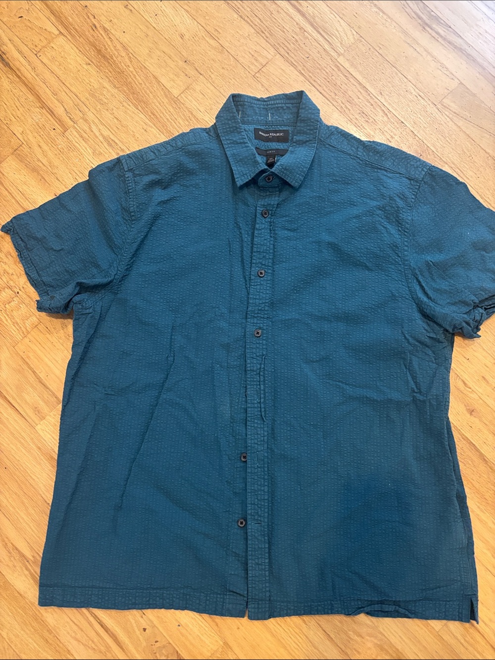 Banana Republic Men's Short-Sleeve Button-Down Shirt in Teal